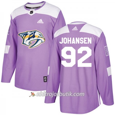 Män Ishockey Nashville Predators Tröja Ryan Johansen 92 Adidas 2017-2018 Lila Fights Cancer Practice Authentic
